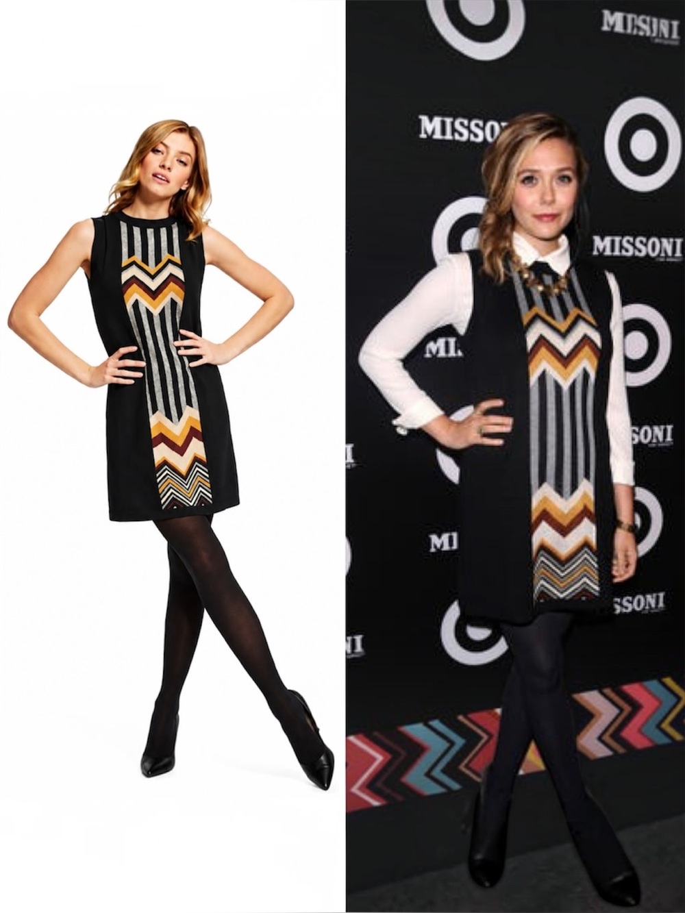 Missoni Black Sleeveless Sweater Shift Dress with Chevron Panel  XS